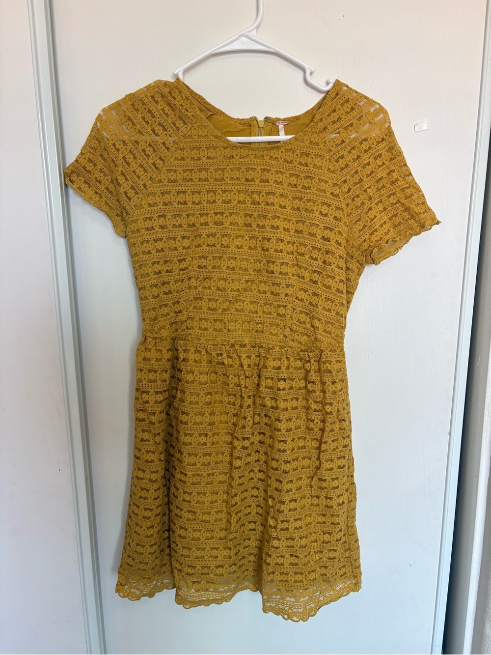 Free People Yellow Lace Mini Dress Womens Size 8 Lace Boho Fairy